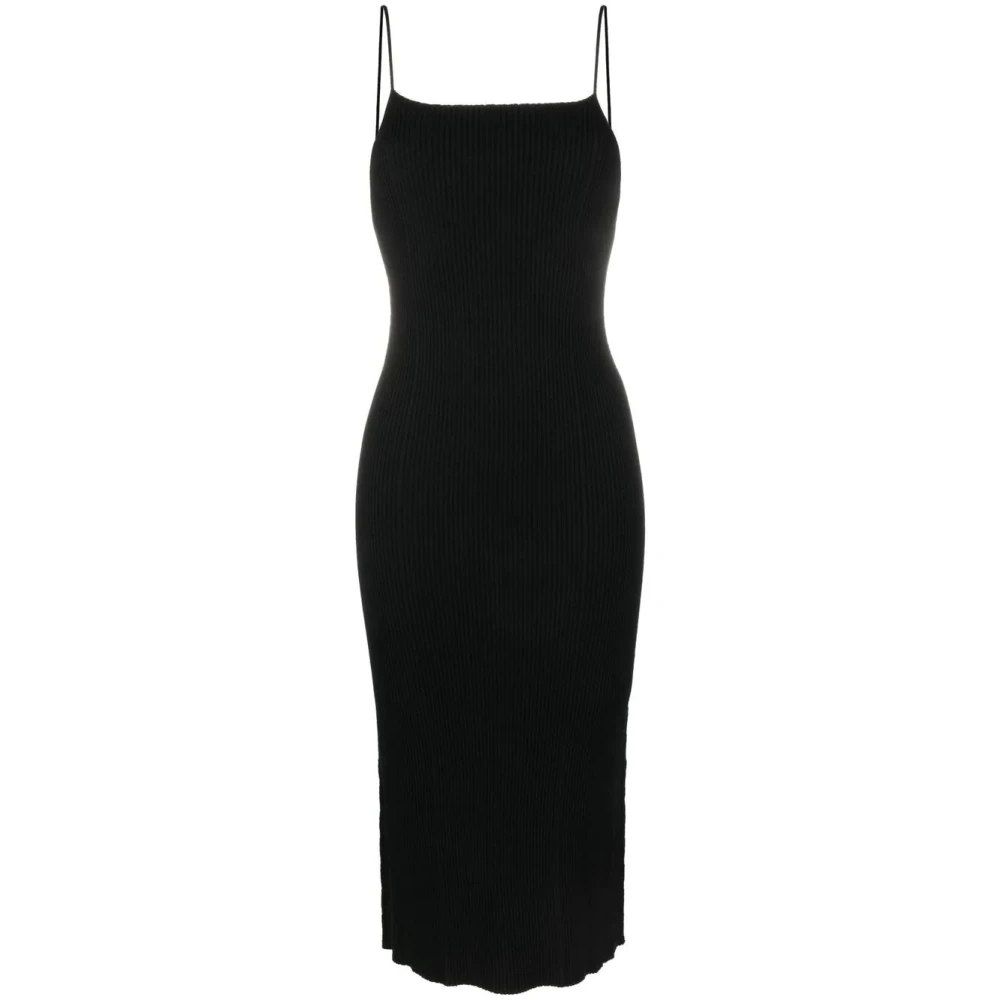 Aeron Black Midi Dresses, Female, L, Ribbed Cami Midi Dress In