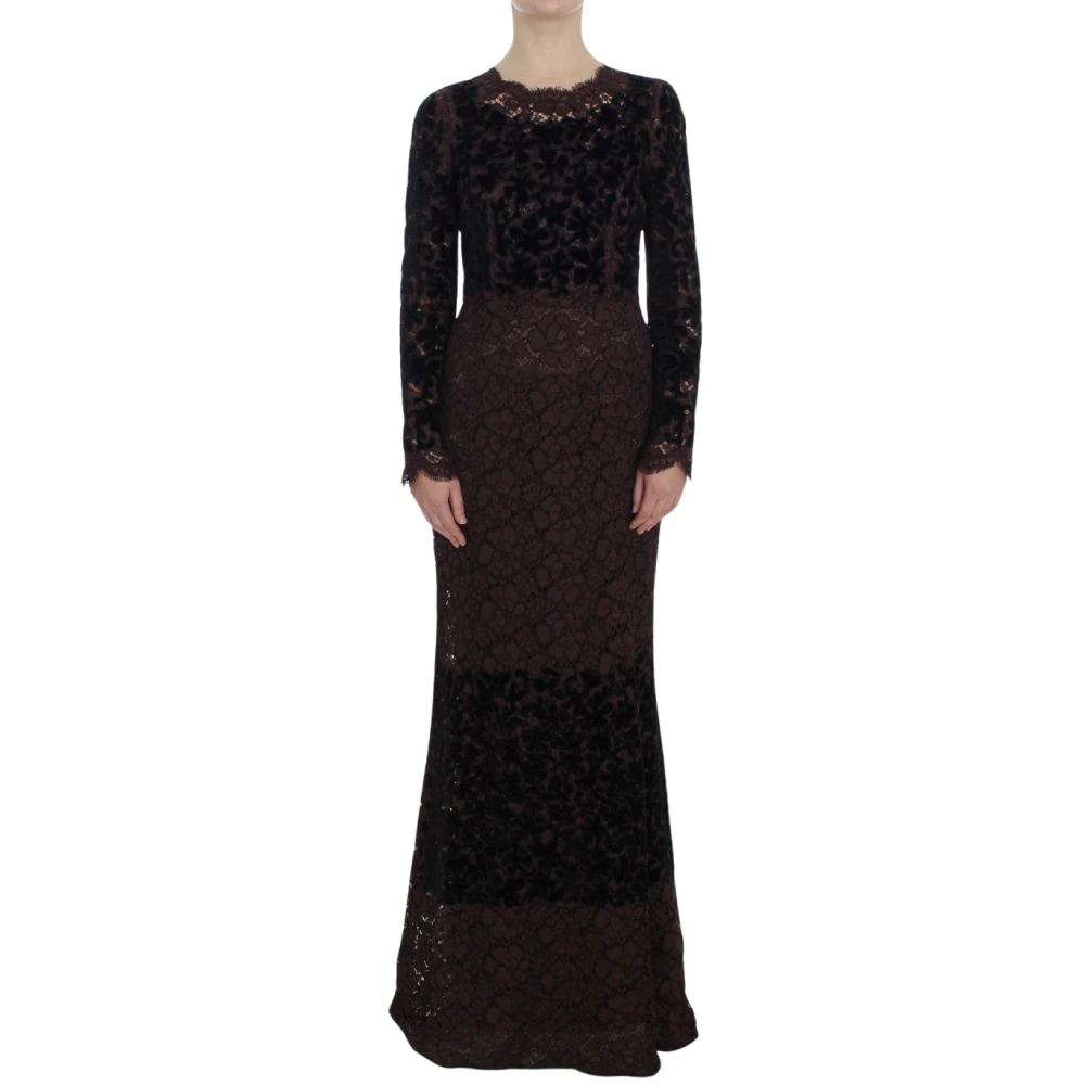 Dolce & Gabbana , Gowns, Female, Black, S, Floral Lace Ricamo Maxi Dress