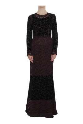 Floral Lace Ricamo Maxi Klänning
