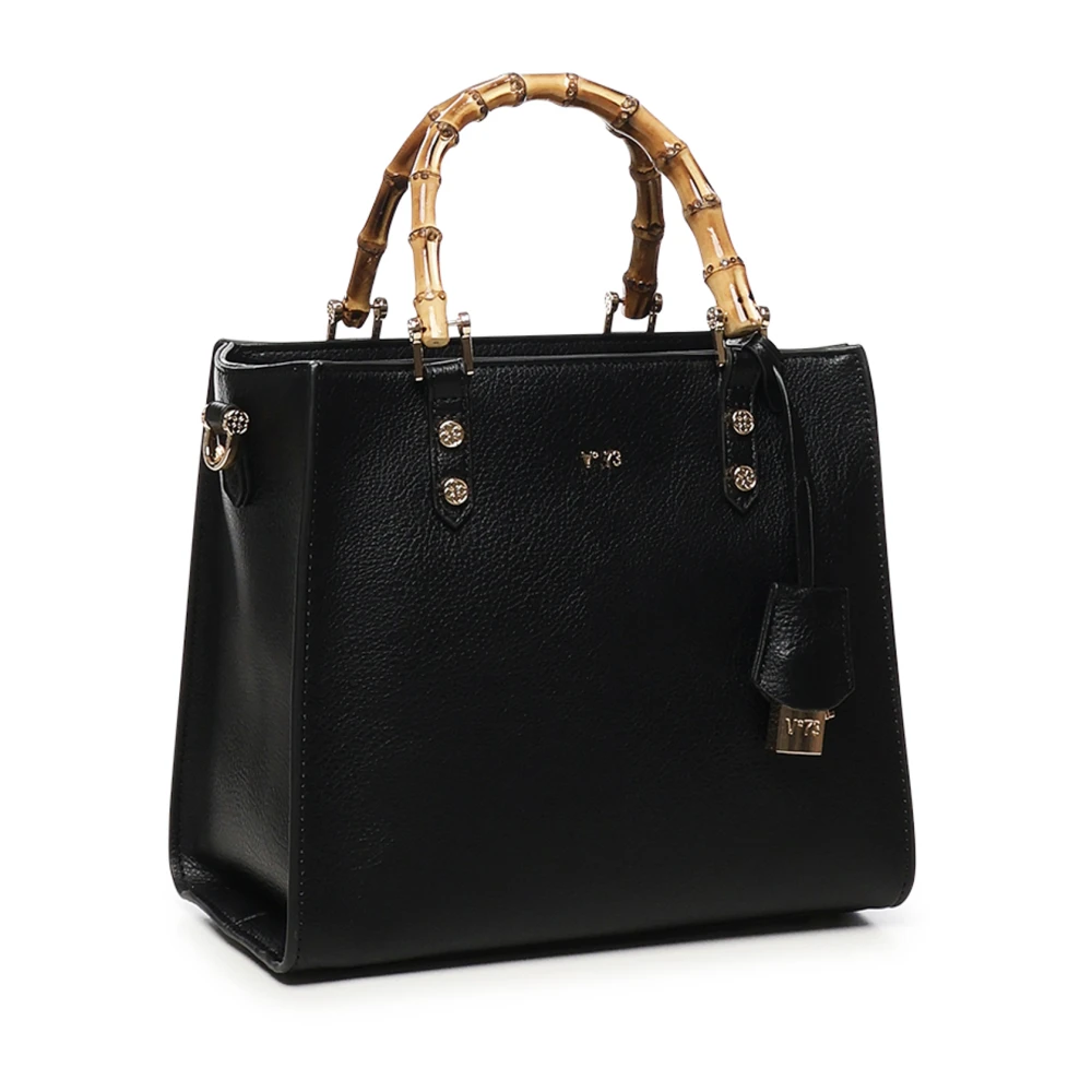 V73 Bamboe Handvat Zwarte Handtas Black Dames