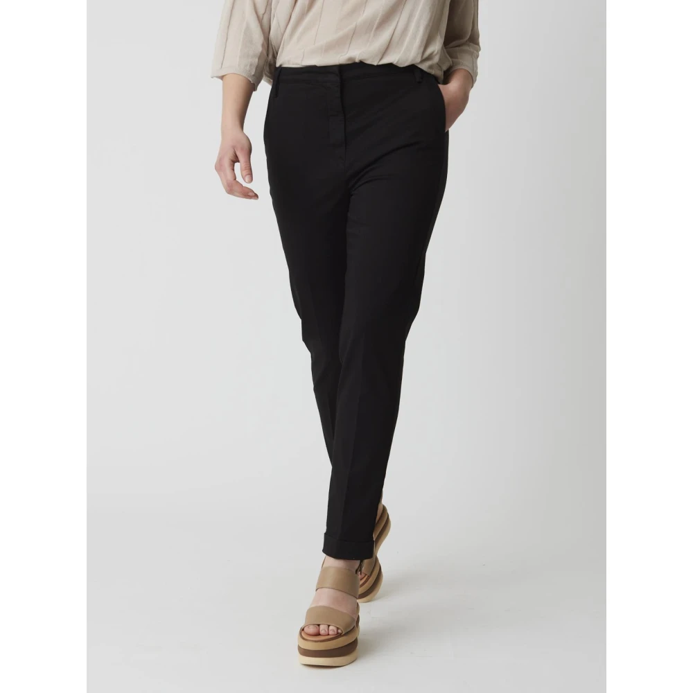 Manila Grace Chino Broek Black Dames