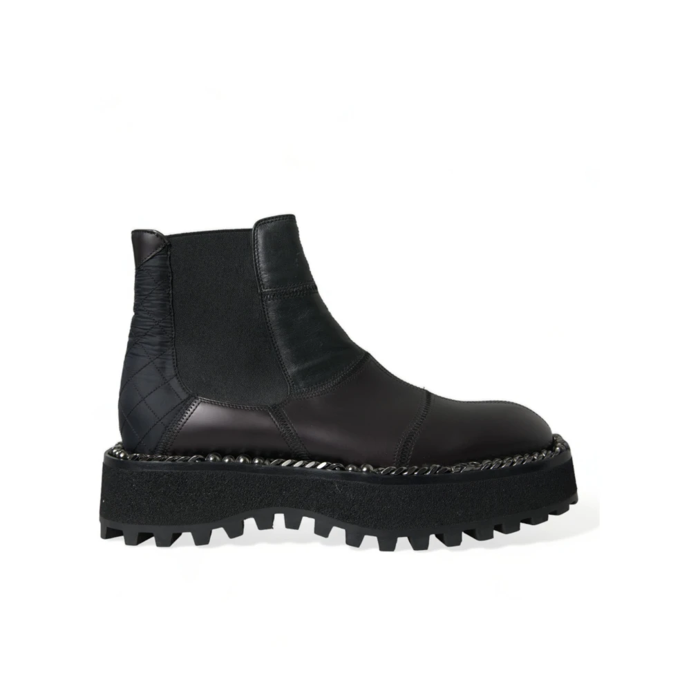 Dolce & Gabbana Women's Black Chelsea Boots, 6 Uk, Slip On Stretch Chelsea Boots