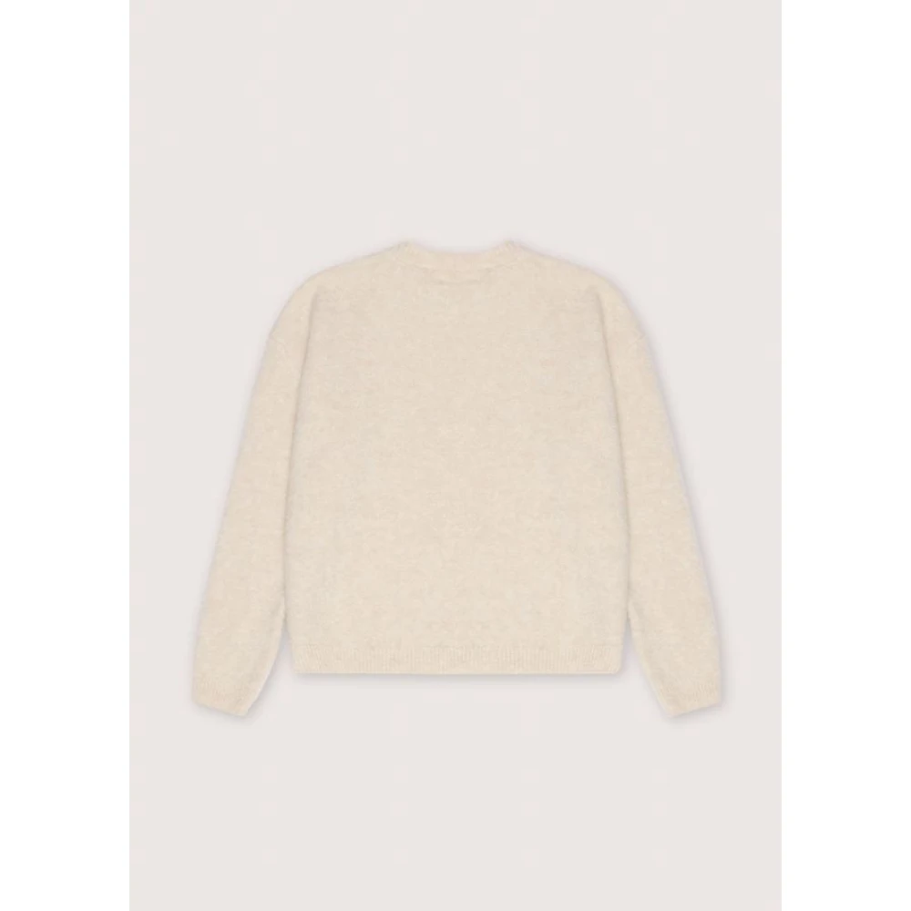 The New Society Zachte Vanilla Cream Jumper met Geribbelde Details Beige Dames