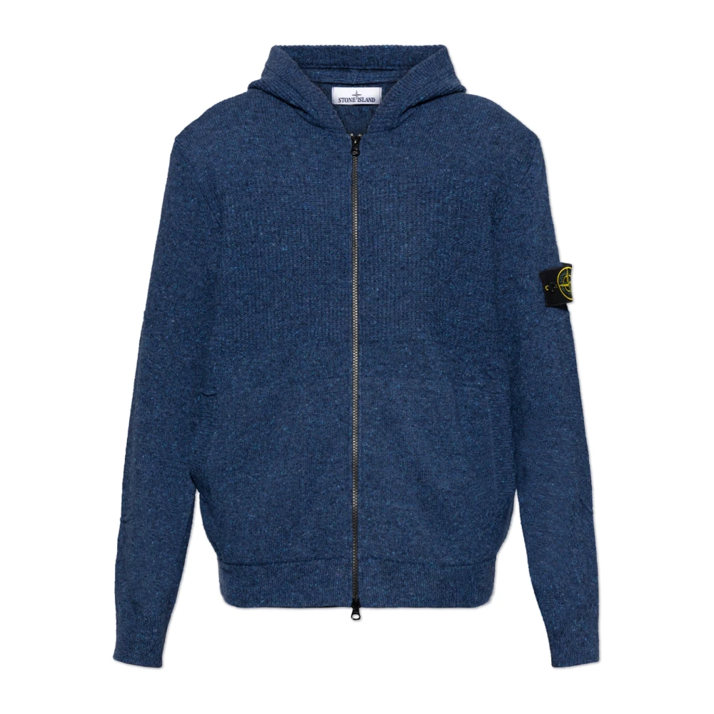 Stone Island Cardigan med logotyp Blue, Herr