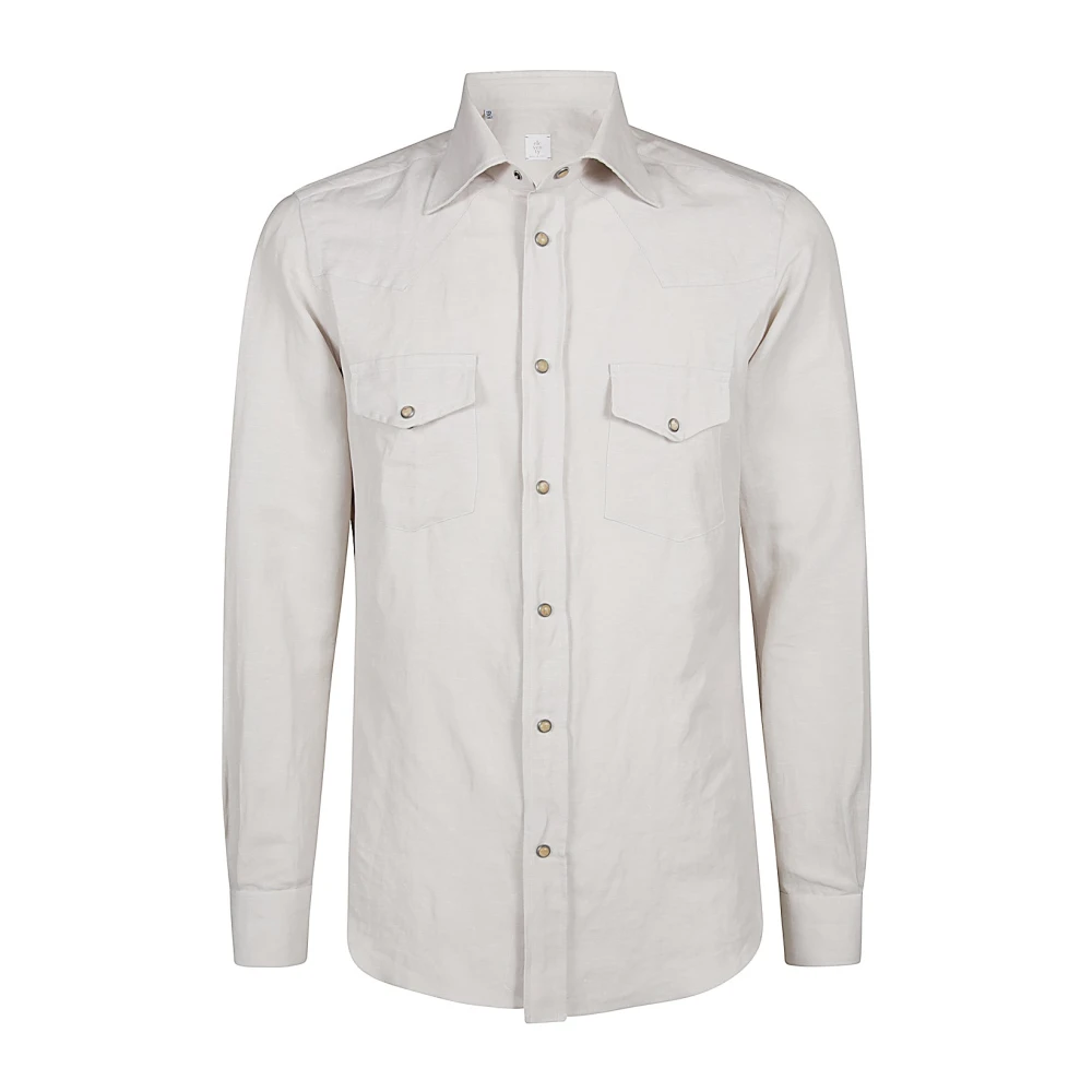 Eleventy Slim Fit Katoen Linnen Overhemd White Heren