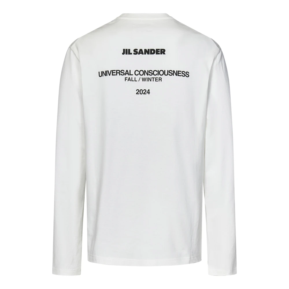 Jil Sander Wit Katoenen Langemouw Crewneck T-Shirt White Heren