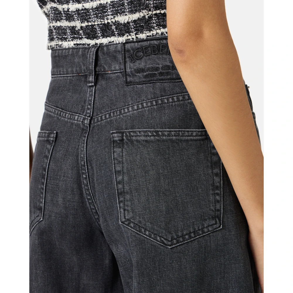 Iceberg Zwarte regular fit Bermuda shorts van denim Black Dames