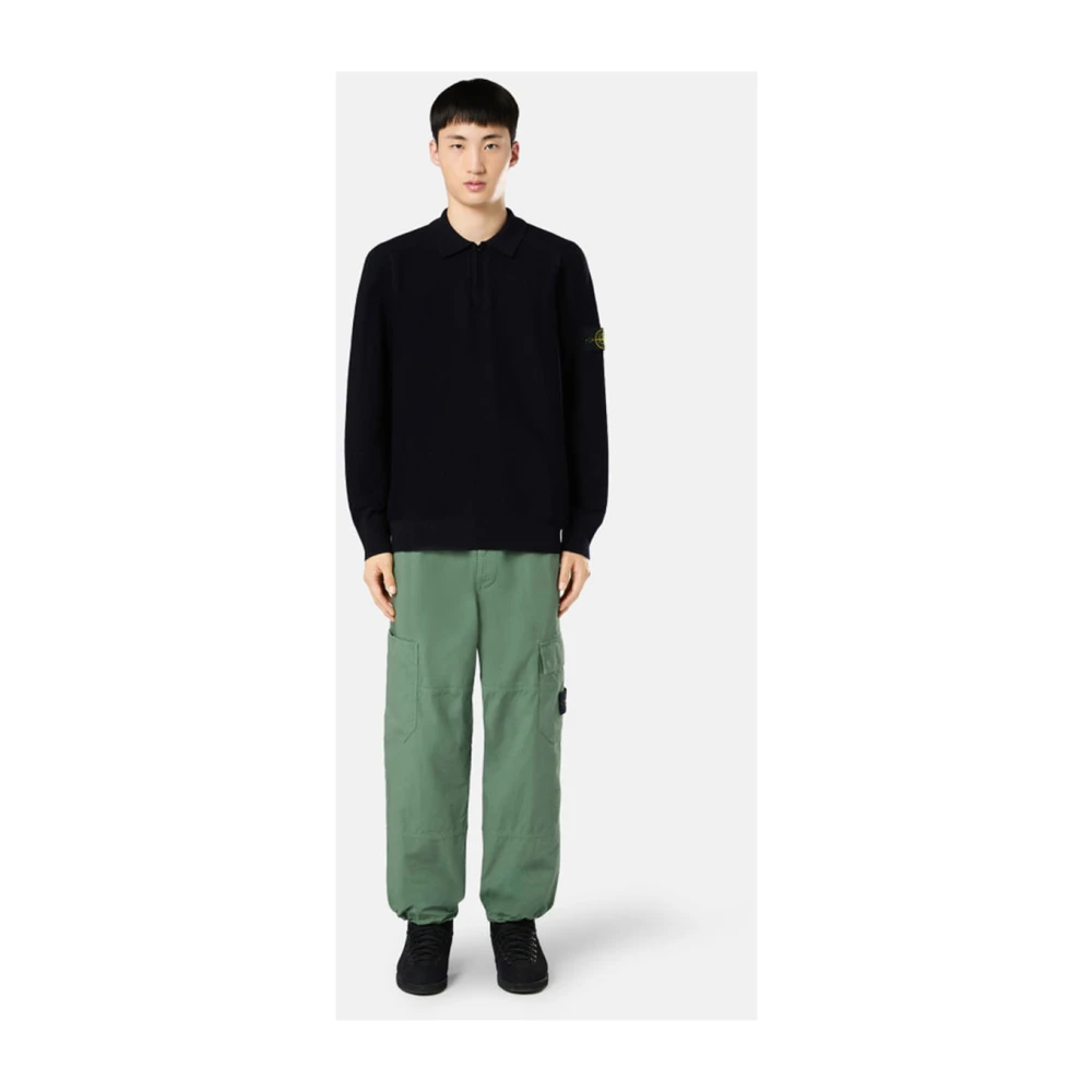 Stone Island Blauwe Trui met Polokraag Blue Heren