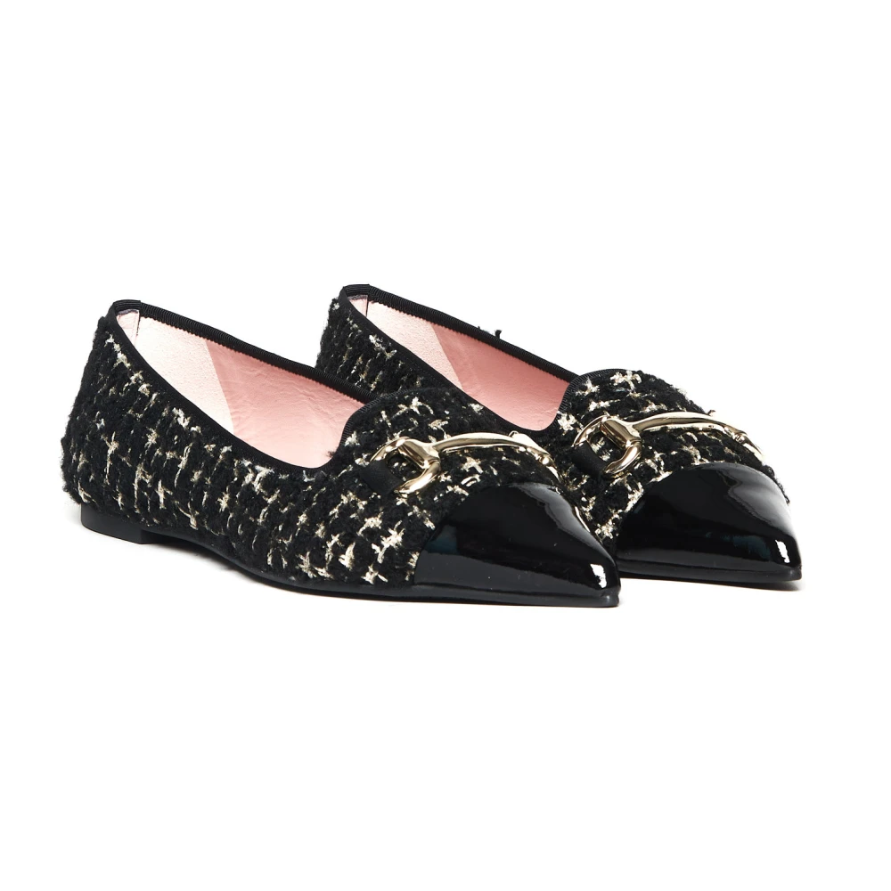 Pretty Ballerinas Leren en stoffen bouclé schoenen Black Dames