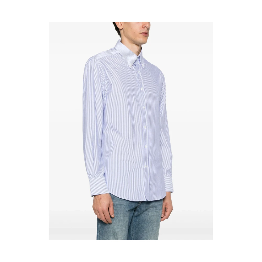 BRUNELLO CUCINELLI Koningsblauwe Button-Down Overhemd Blue Heren