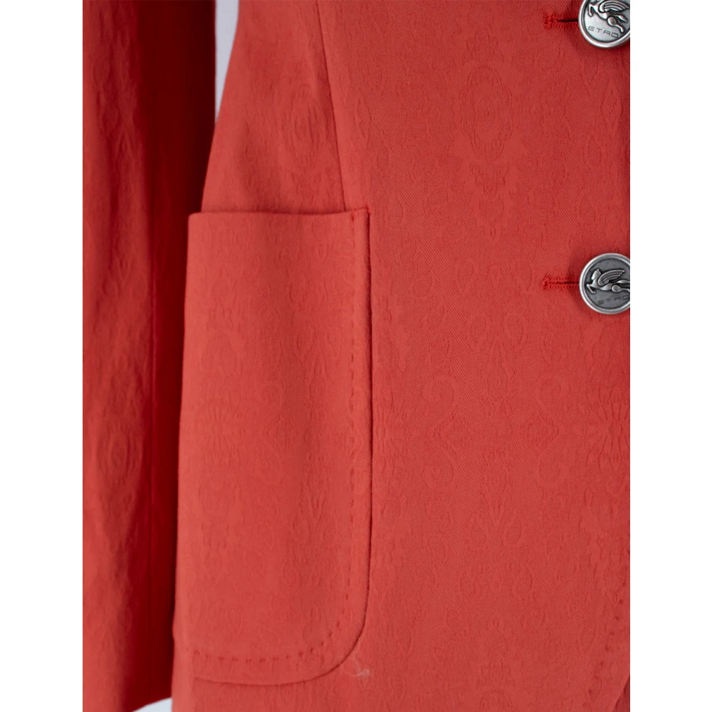 ETRO Klassieke Katoenen Jas met Toon-op-Toon Stiksels Red Dames