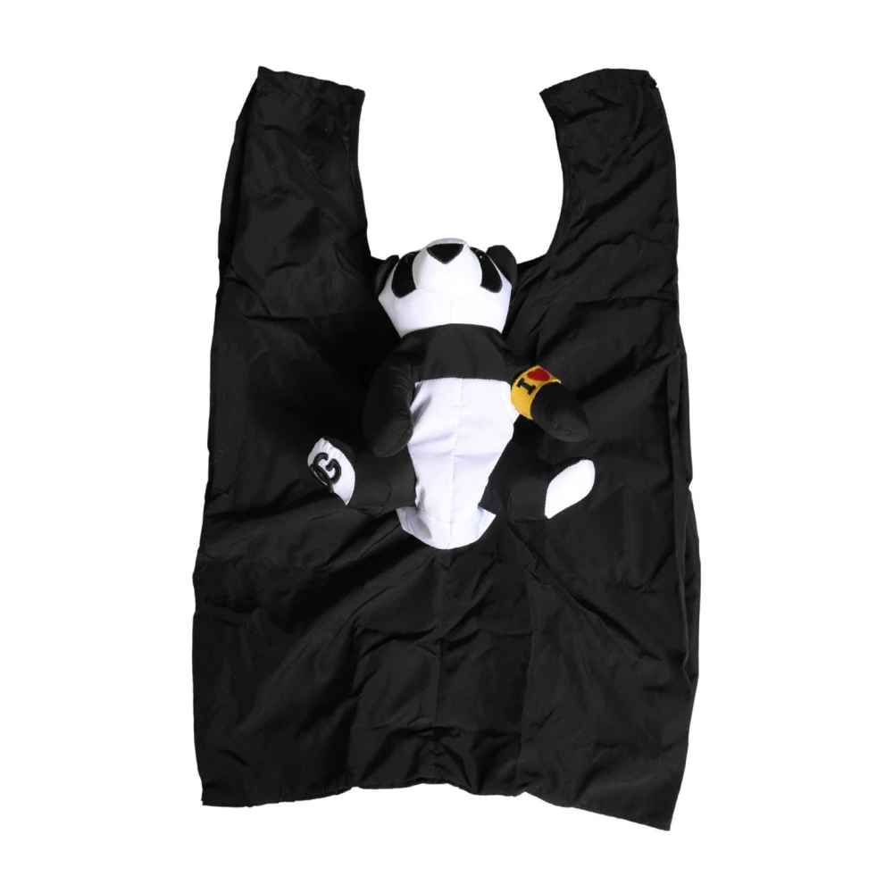 Dolce & Gabbana Unisex Black Shopping Bags, One Size, Polyester Panda Stuffed Ecobag