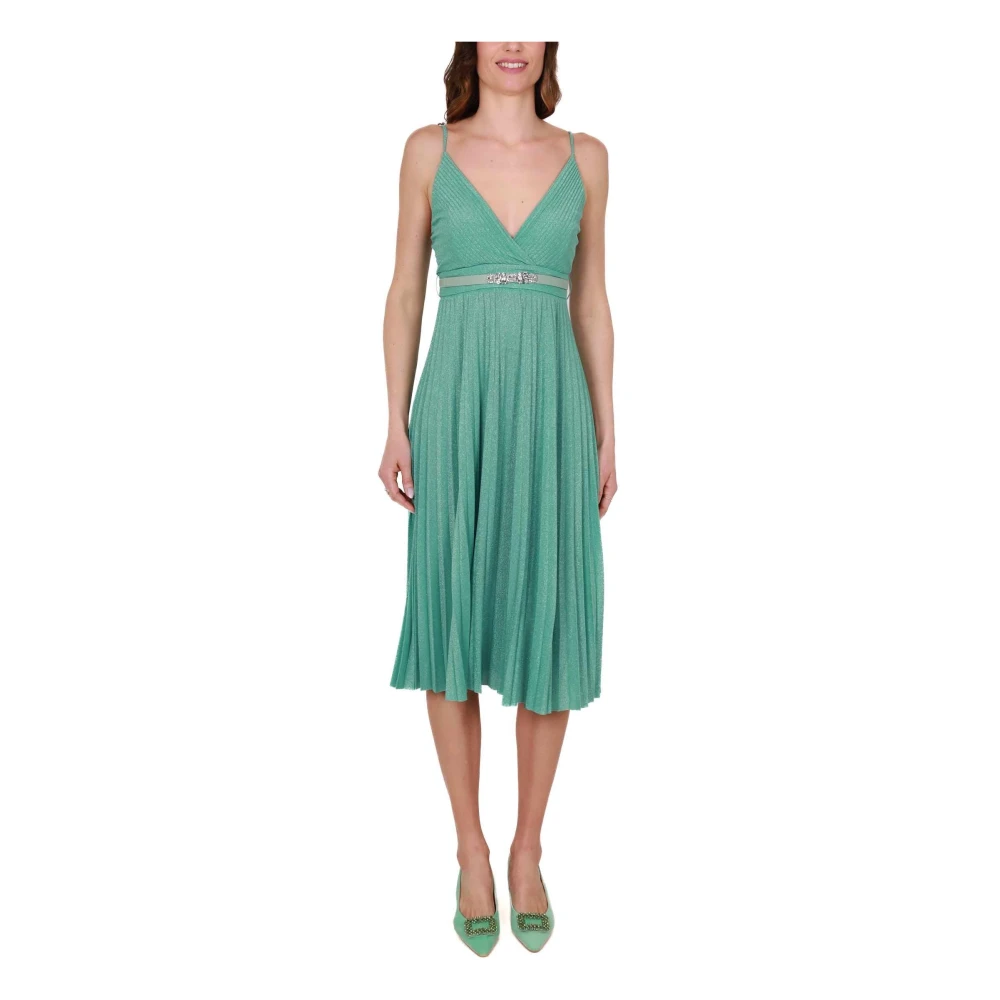 Liu Jo Korte Lurex Jersey Jurk Aquamarijn Blue Dames