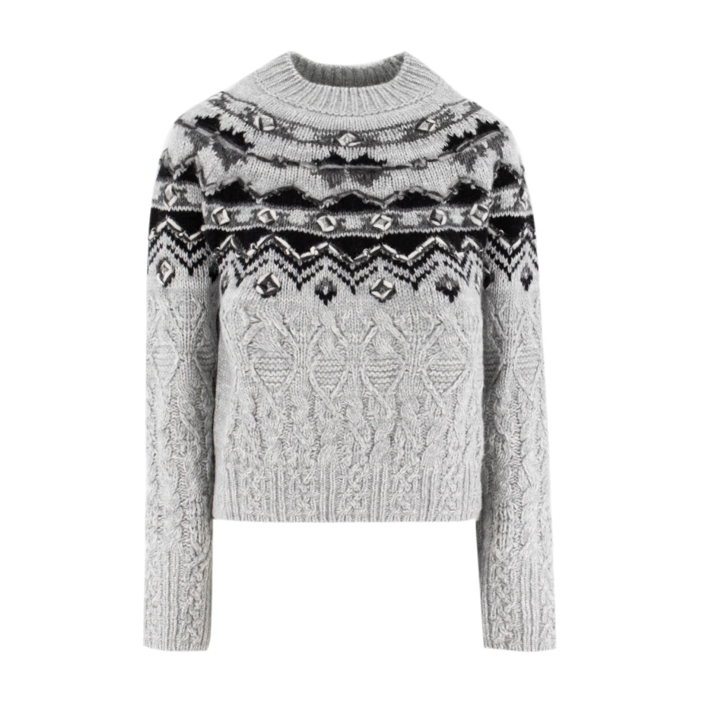 Ermanno Scervino Geometrisch Patroon Gebreide Trui Gray Dames