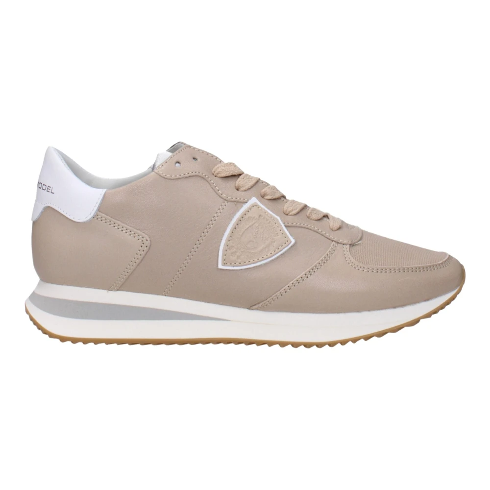 Philippe Model Women's Beige Leather Low Tops Trainers Size 6 Uk