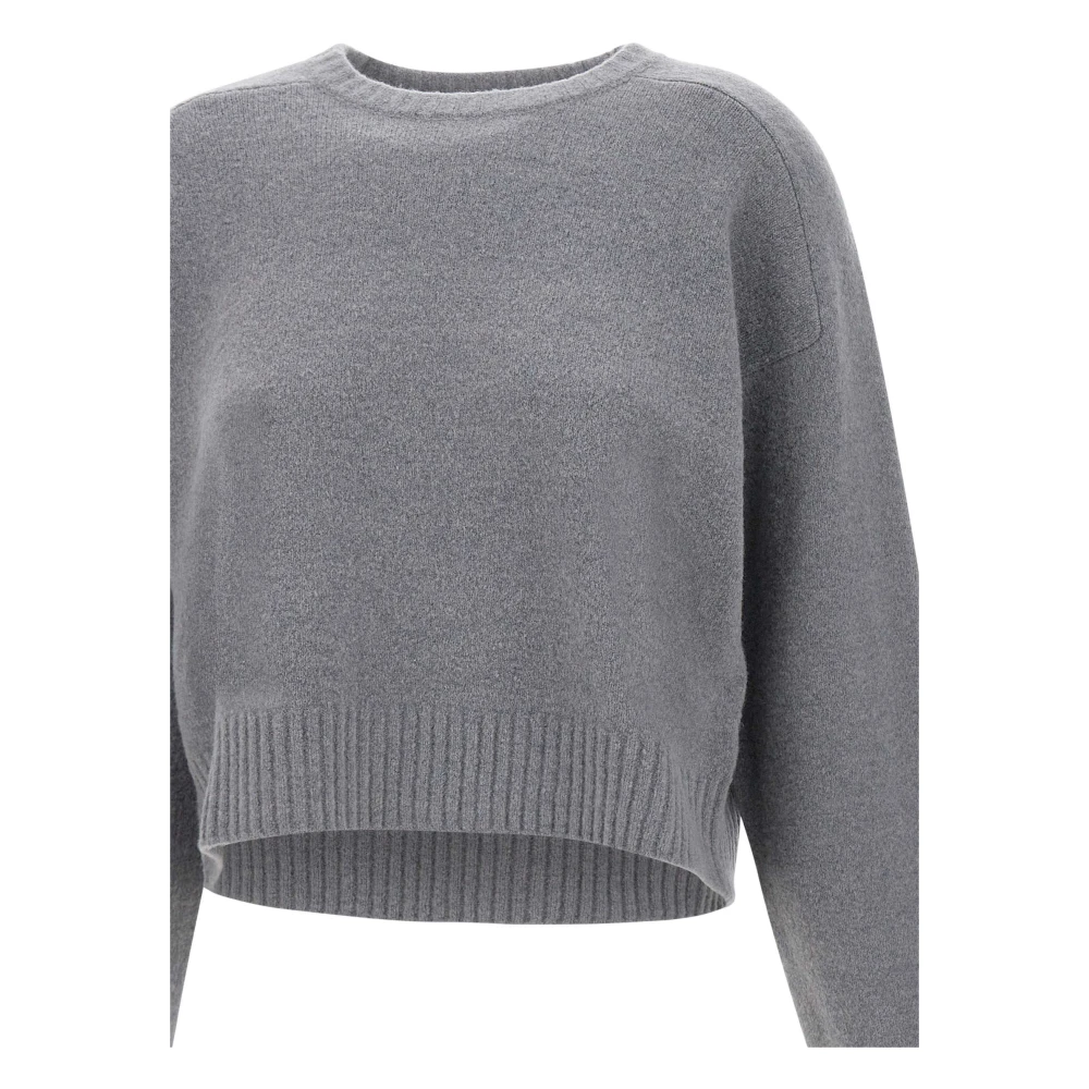 Kangra Wollen Trui Grijs Raglan Ronde Hals Gray Dames