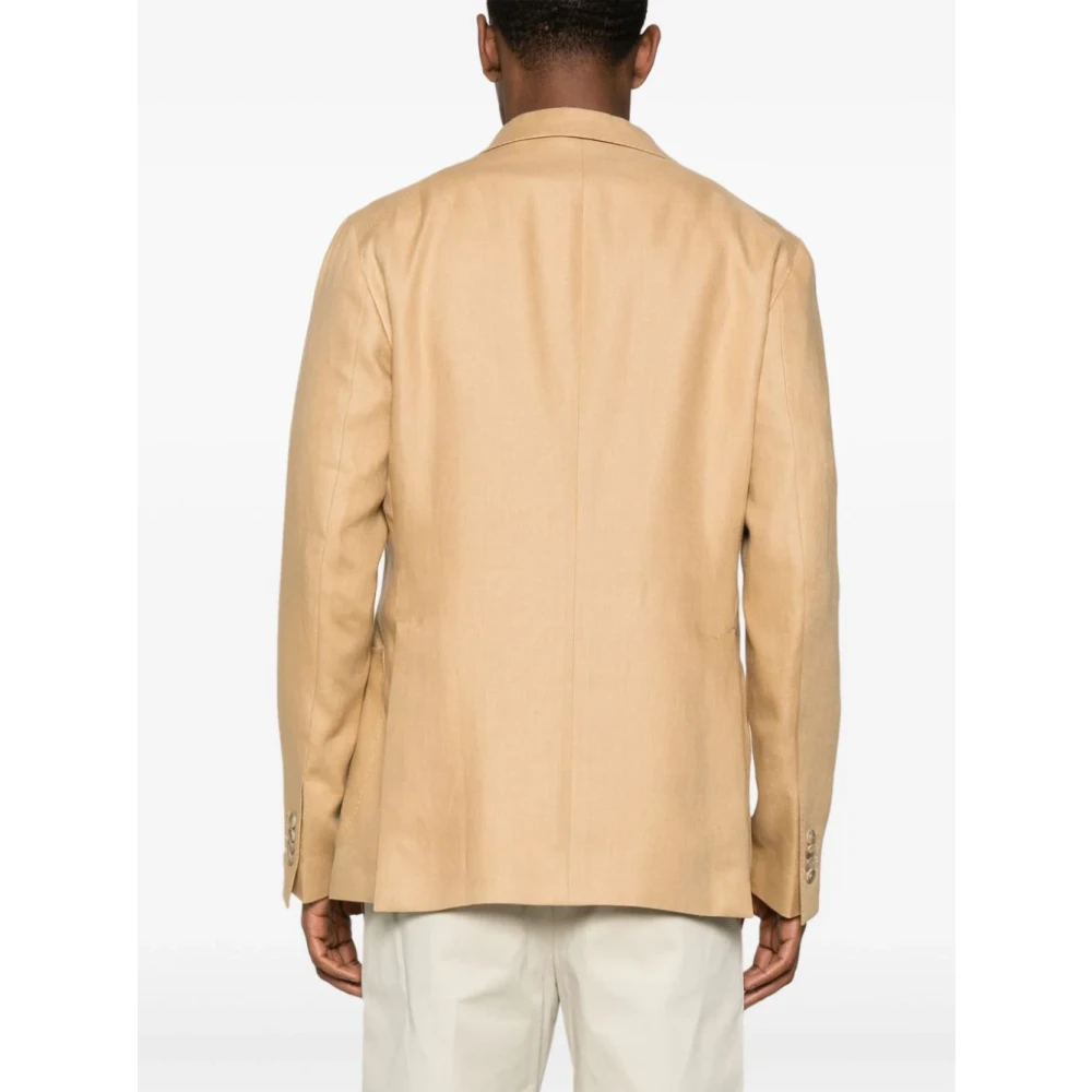 Tagliatore Beige Linnen Single-Breasted Jas Beige Heren