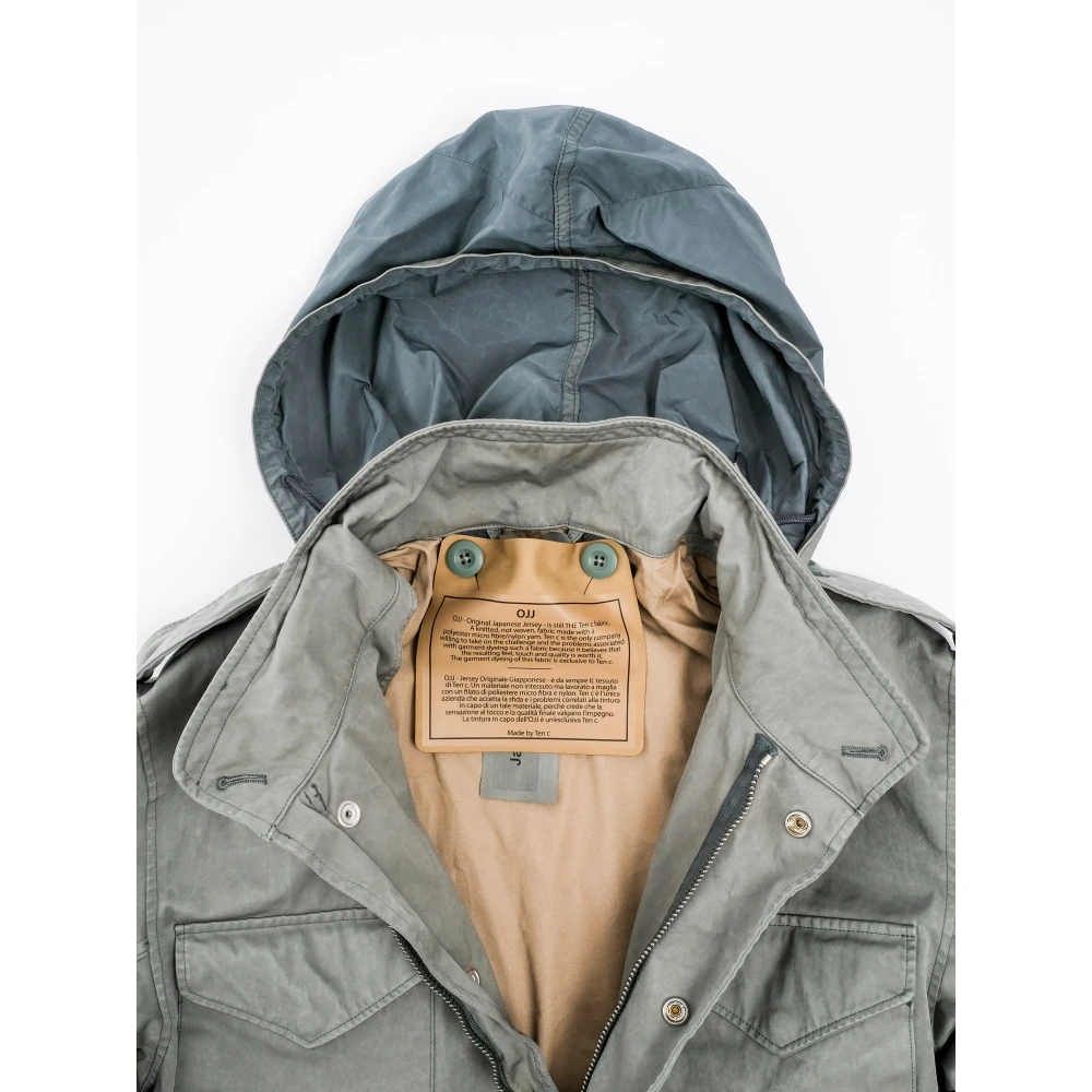 Ten C Klassieke Field Jacket met Verborgen Capuchon Green Heren