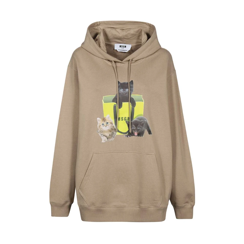 Msgm Katoenen hoodie met voorprint Beige Dames