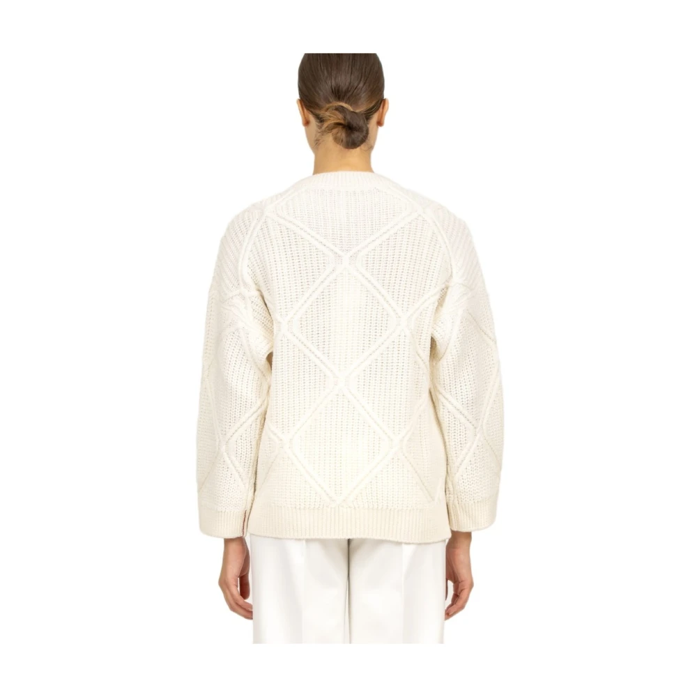 Liviana Conti Geometrische Wollen Trui Pumice Kleur Beige Dames