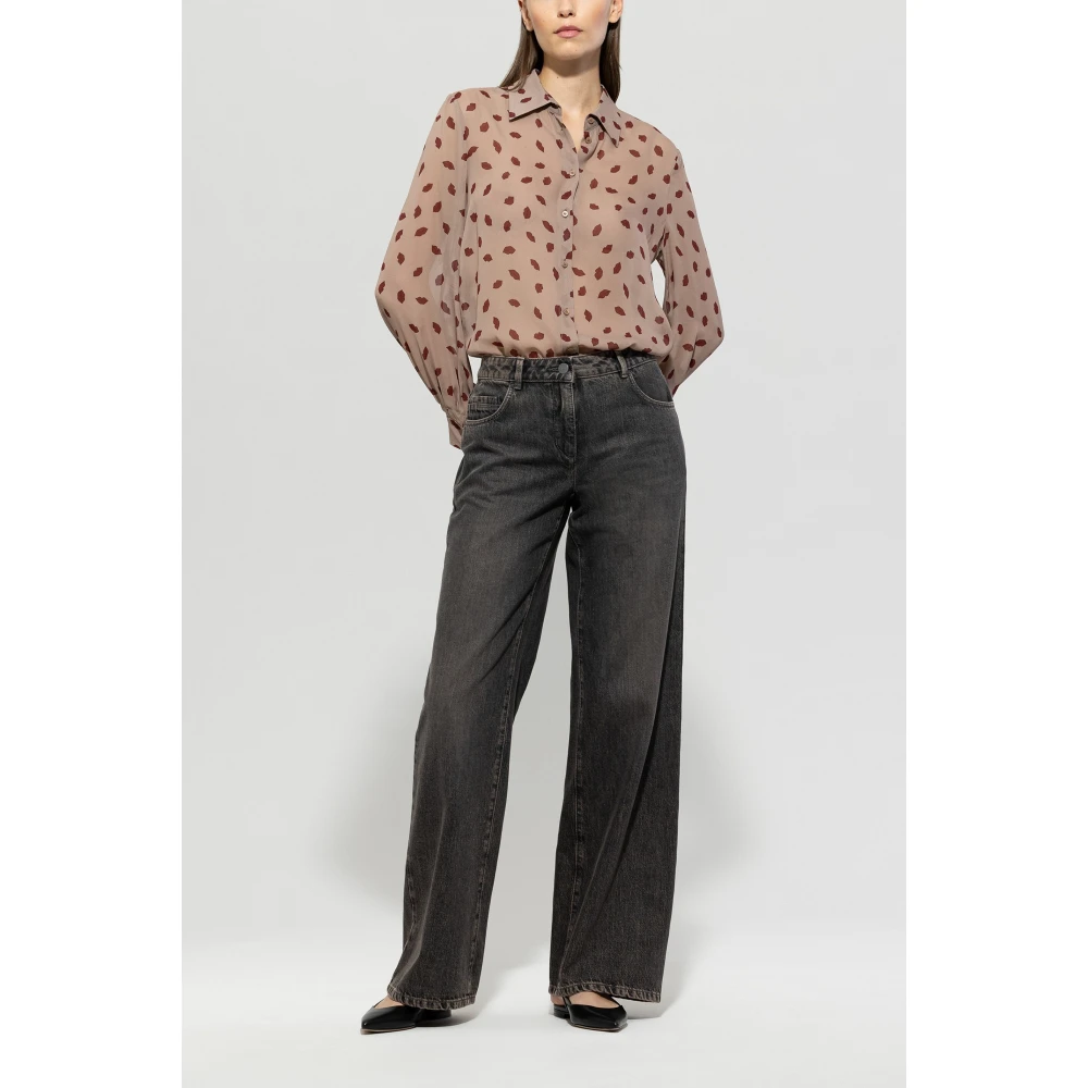LUISA CERANO Lip Print Overhemdblouse Brown Dames