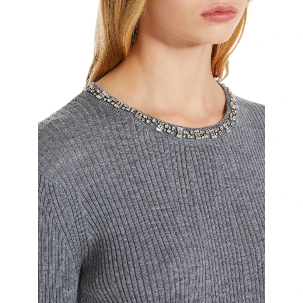 Max Mara Studio Zuivere Wol Trui Gray Dames