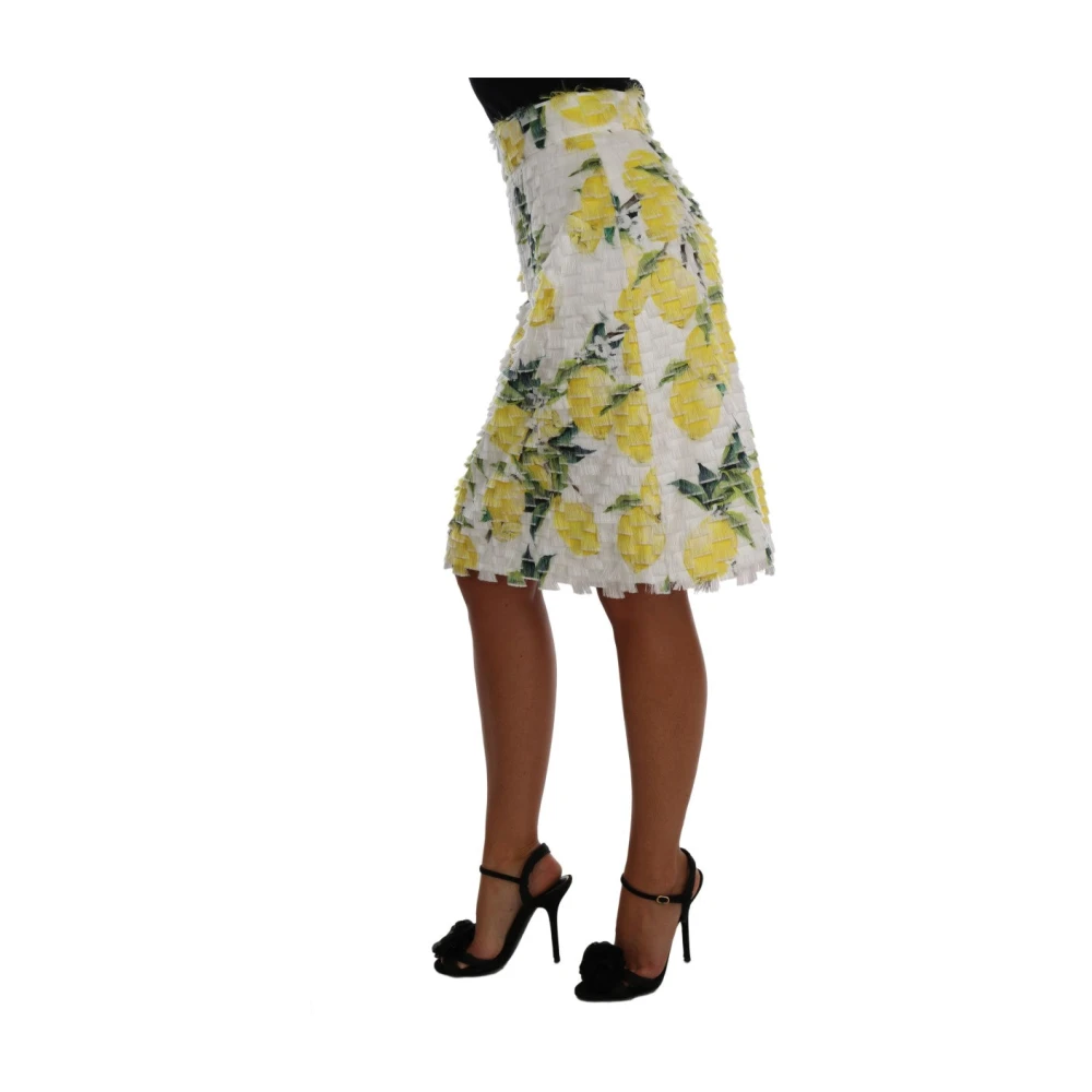 Dolce & Gabbana Fringe Citroen Print Potlood Rok Multicolor Dames