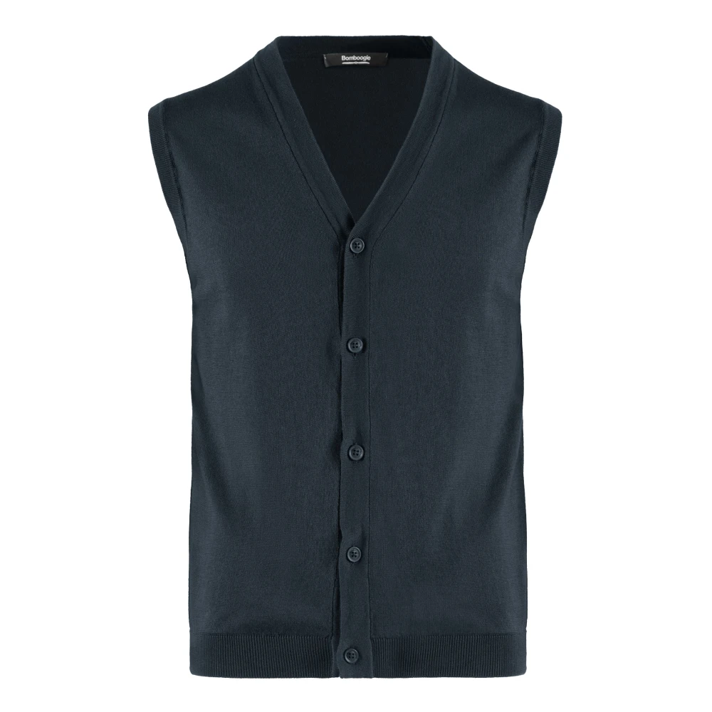 Bomboogie Uomo Blu - Gilet In Cotone Con Scollo A V - Knitwear - Xl