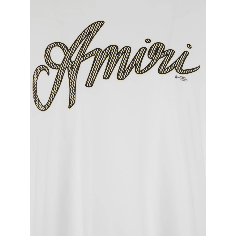 Amiri Script White Crewneck T-shirt met Maxi Logo Print White Heren
