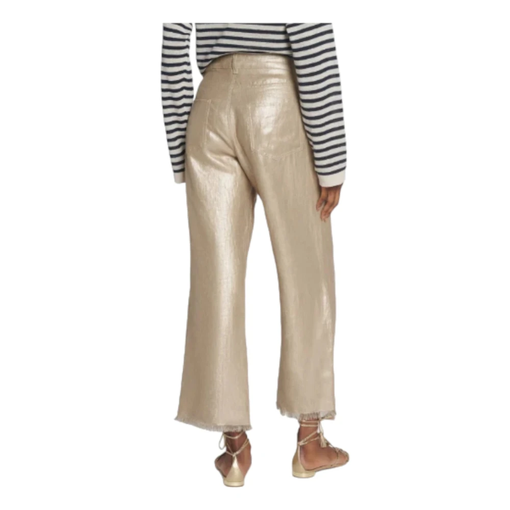 Max Mara Gouden Linnenbroek Bouquet Franje Yellow Dames