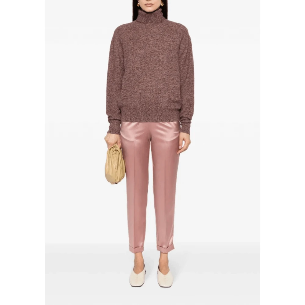 Kiton Bordeaux Speckle-Gebreide Trui Red Dames