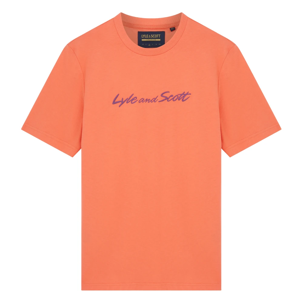 Lyle & Scott Script Borduurwerk T-Shirt Orange Blue Beige Heren