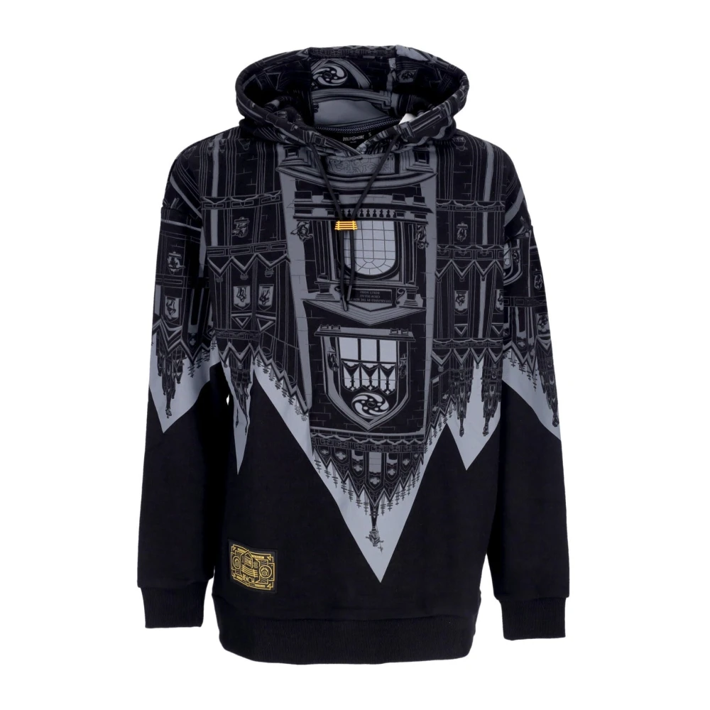 Dolly Noire Zwarte Lichtgewicht Hoodie Milanese Dom Print Black Heren