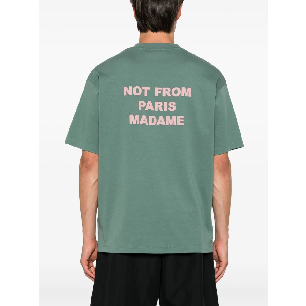 Drole de Monsieur Donkergroene Slogan T-shirt en Polo Green Heren