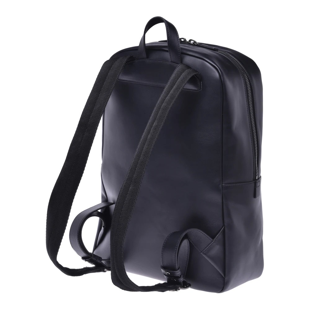 Baldinini Backpack in black quilted leather with monogram Black Heren