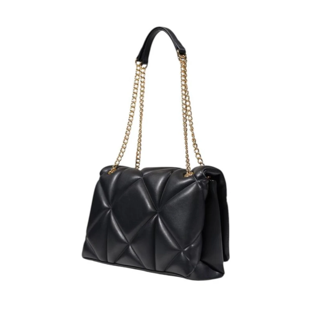 Love Moschino Zwarte Polyurethaan Medium Handtas Lente Zomer Collectie Black Dames