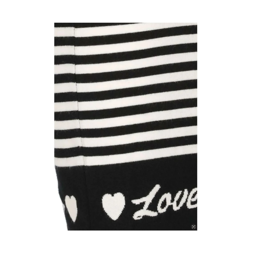 Love Moschino Gestreepte Logo Gebreide Jurk Black Dames