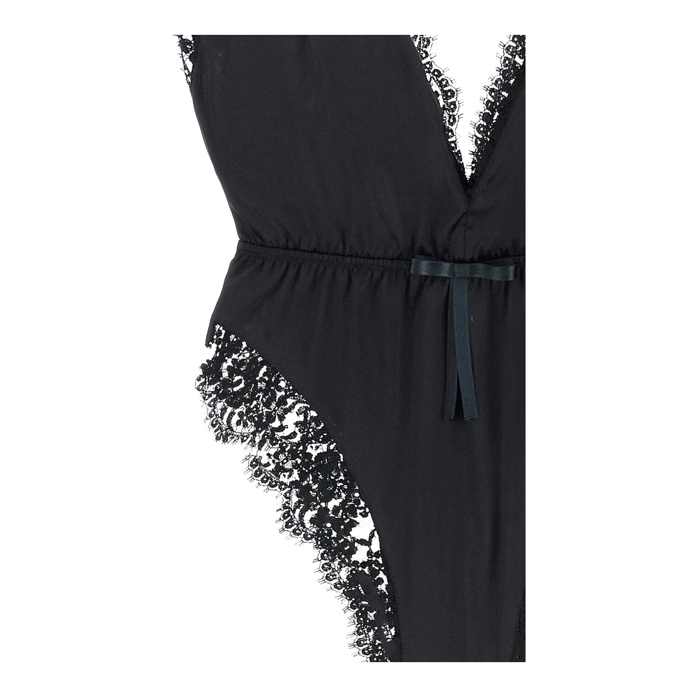 Dolce & Gabbana Zijden Kant Lingerie Set Hooggesneden Black Dames