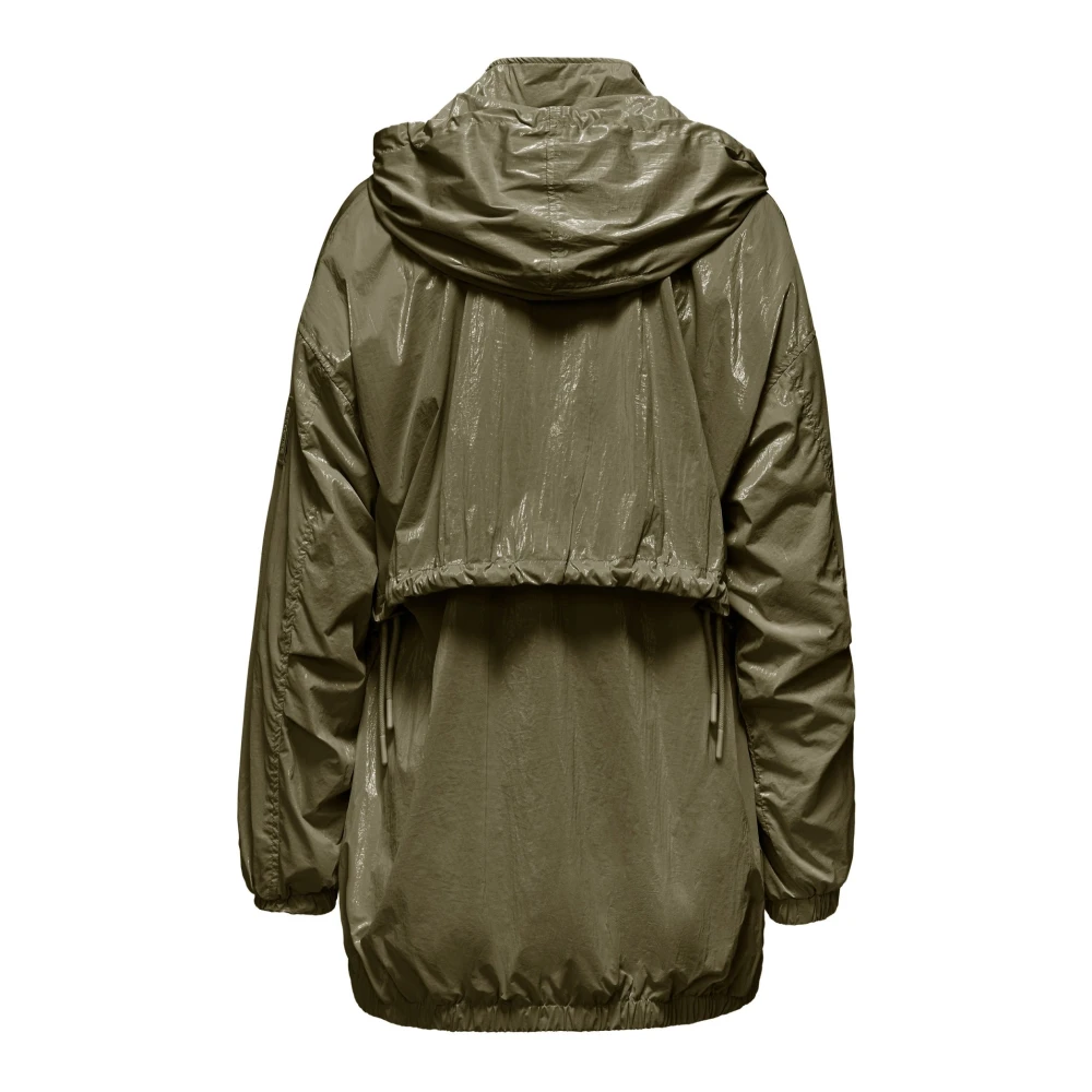 BomBoogie Glanzende Nylon Parka met Capuchon Green Dames