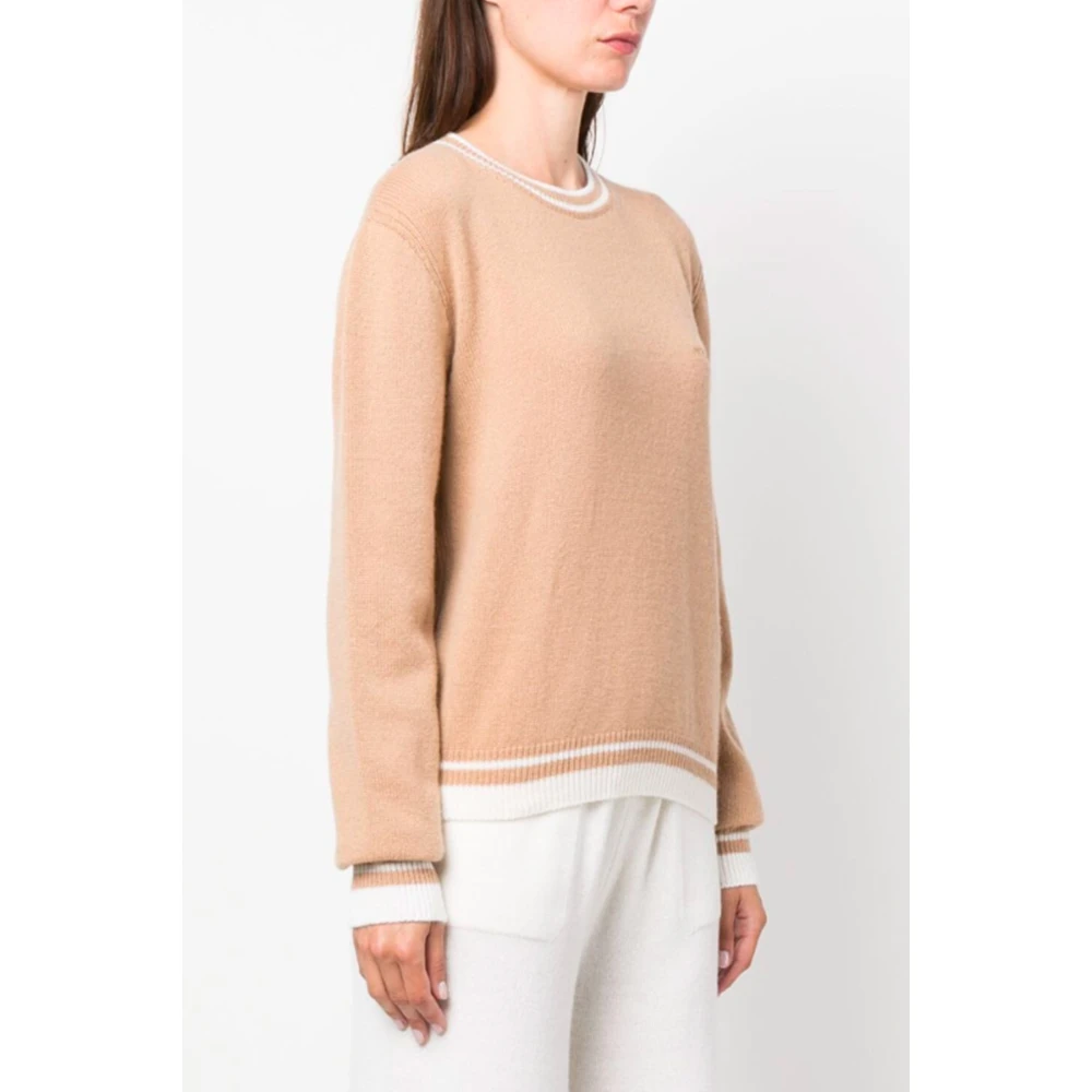 Msgm Beige Trui met Contrasterende Randen Beige Dames