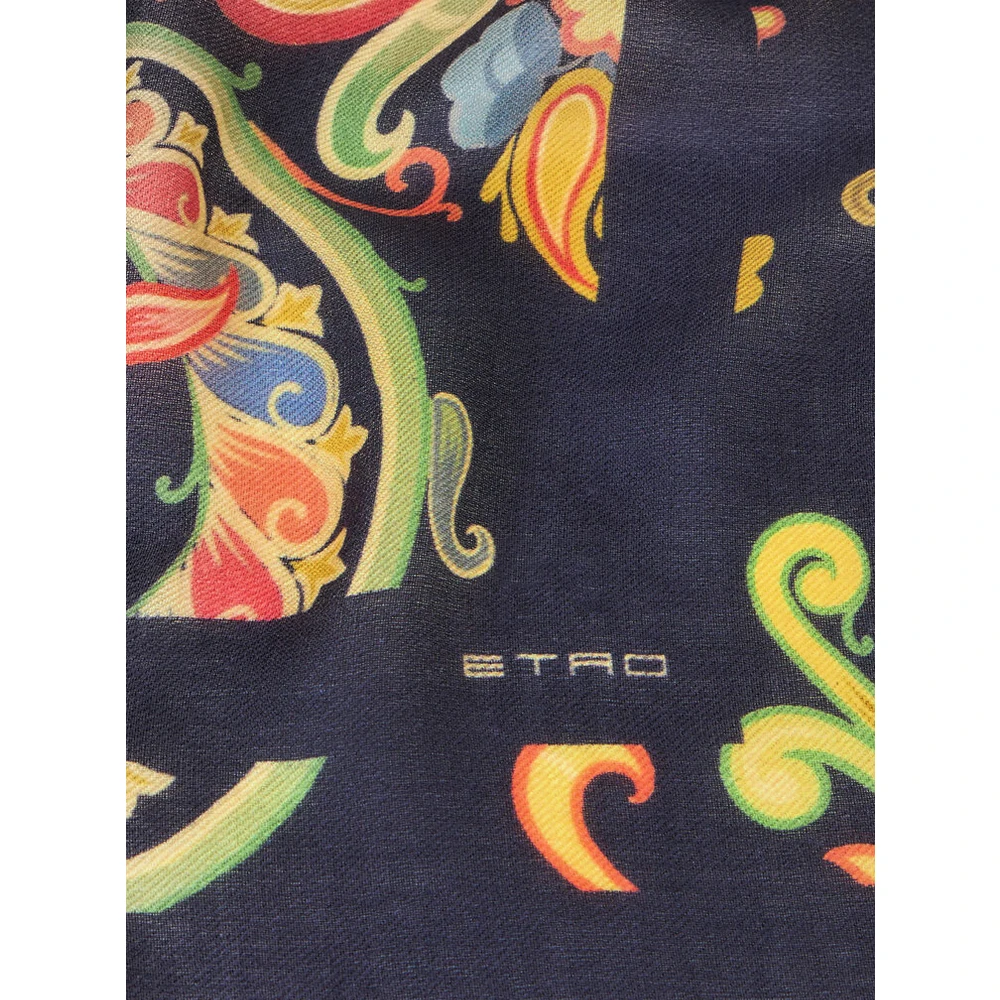 ETRO Blauwe Sjaal met Iconisch Motief Multicolor Dames