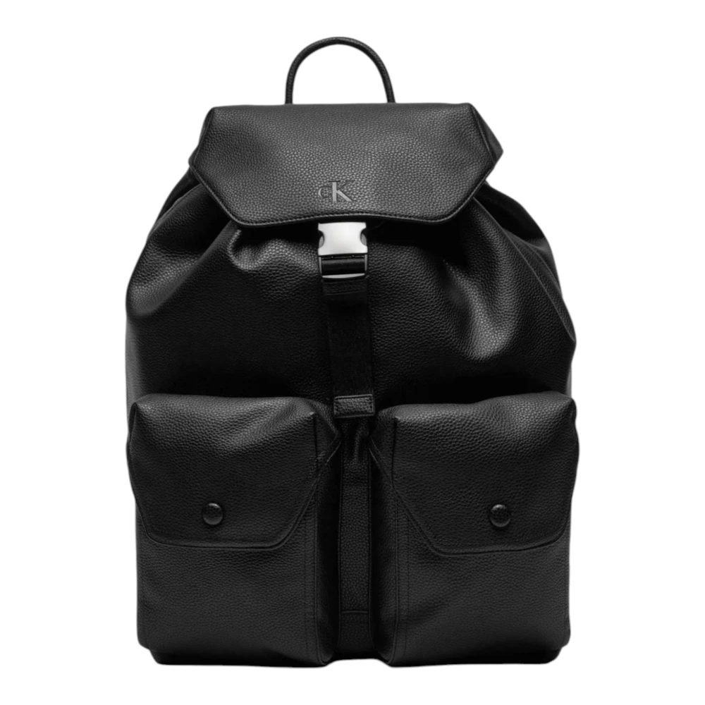 Calvin Klein Jeans Polyurethaan gesp sluiting tas met meerdere zakken Black Heren