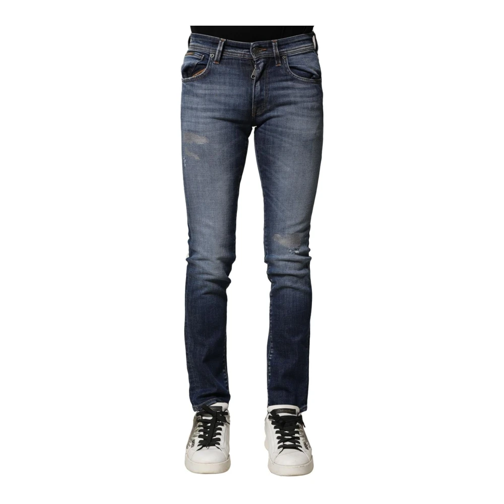 Dolce & Gabbana Men's Blue Slim Fit Denim Jeans With Logo