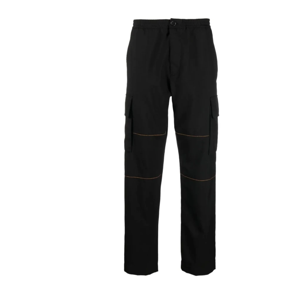 Marni Zwarte Cargo Broek met Oranje Stiksels Black Heren