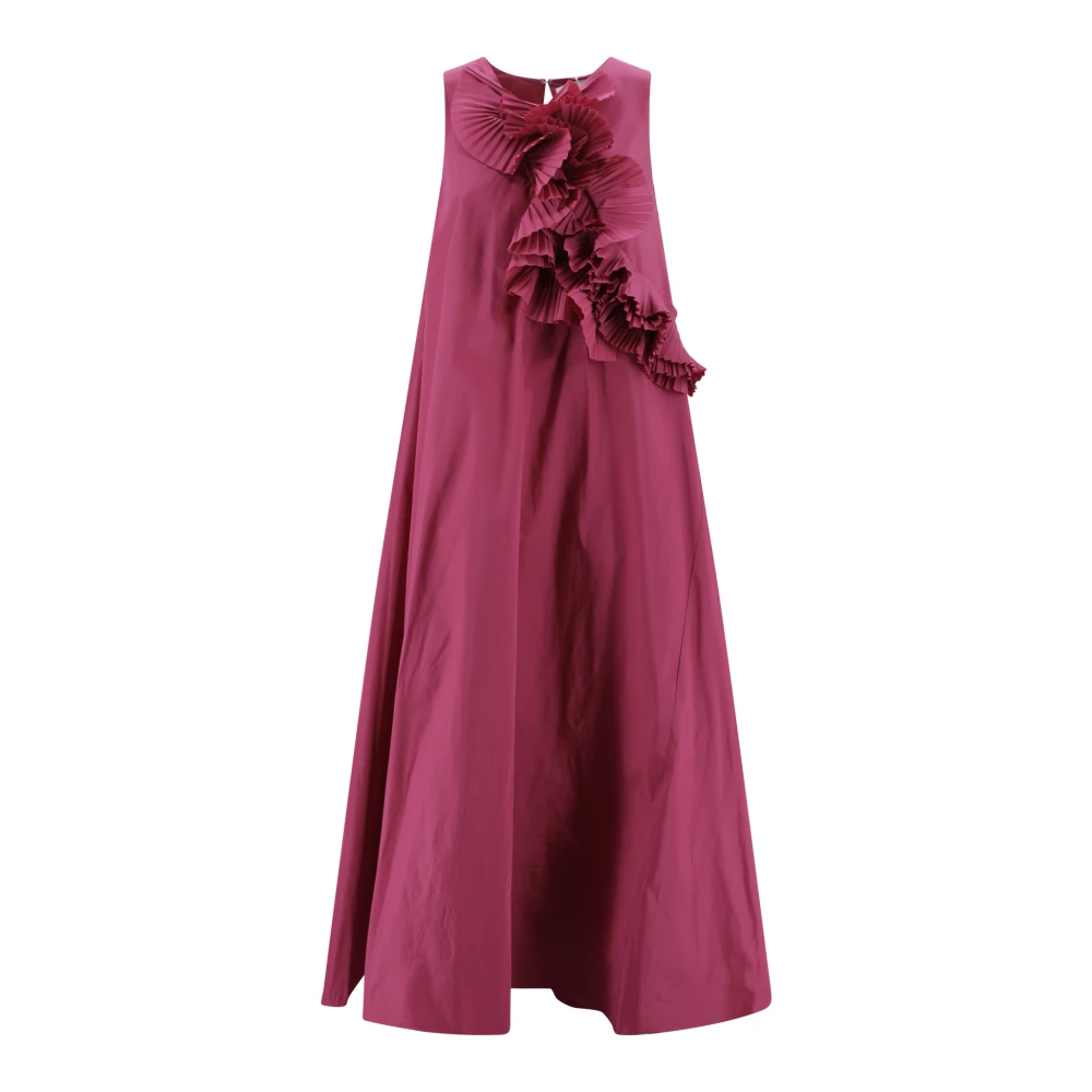 P.a.r.o.s.h. Zijden jurk met ruches Fuchsia Pink Dames