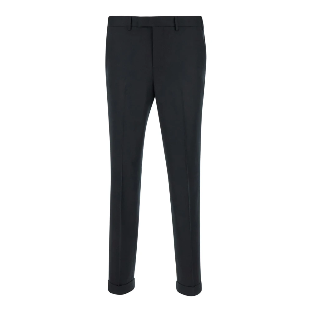 PT Torino Zwarte Broek Flat Front Stretto Black Heren