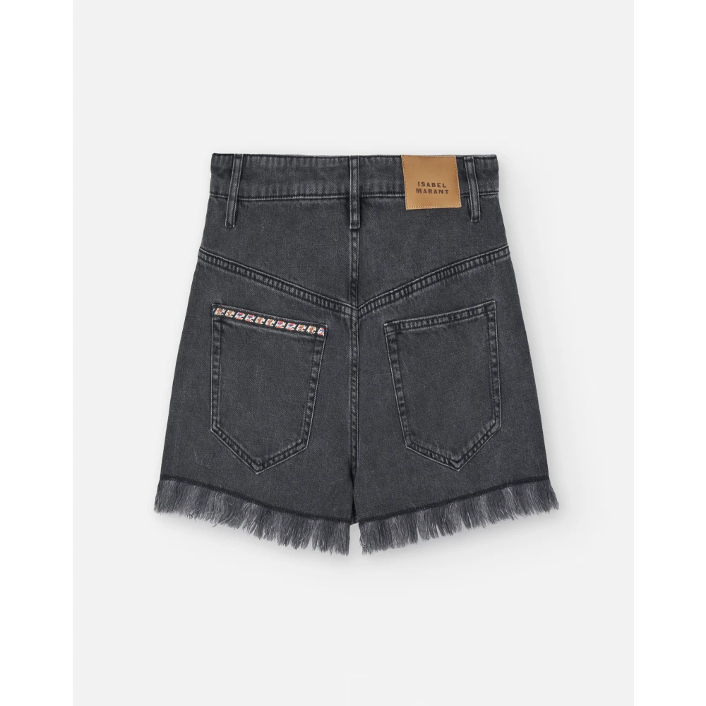 Isabel marant Geborduurde Denim Bermuda Shorts Gray Dames