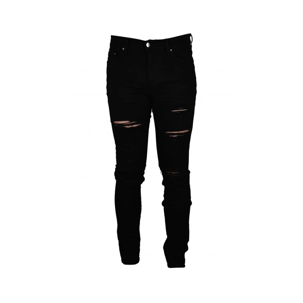 Amiri Zwarte Katoenen Jeans met Tranen Black Heren