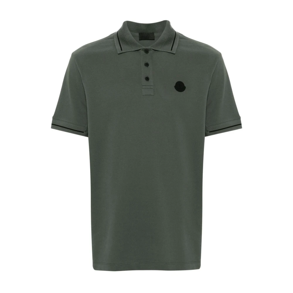 Moncler Contrast Trim Polo Shirt Green Heren