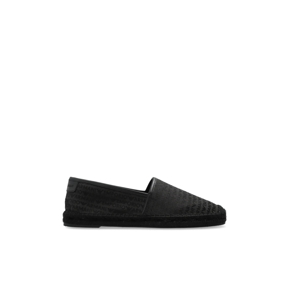 Emporio Armani Men's Black Espadrilles,, Espadrilles With Monogram Size 8 Uk